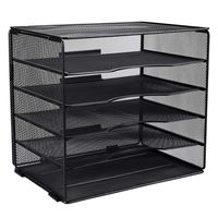 EasyPAG 5 Tier Desk File Organizer Mailroom Mail Sorter Paper Letter Trays for Home & Office | Screws Free Design,Black
