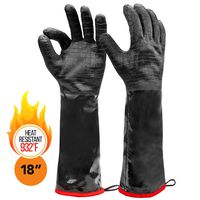 Heatsistance Heat Resistant BBQ Gloves,Grill Gloves 18" Long Sleeve, Extra Large - Textured Grip to Handle Wet, Greasy or Oily Foods - Fire and Food Safe Oven Mitts for Smoker, Grills and Barbecue