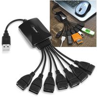 INSTEN 7-Port Octopus USB Hub, Black Compatible with Apple iPhone 7/7 Plus/6S/6S Plus 8 X XS MAX XR, Samsung Galaxy S7 Edge/S7/S8/S9 Mobile USB Flash Drive PC Laptop Computer Supports Windows MacOS