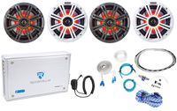 4 KICKER 45KM654L 6.5" 780w Marine Boat LED Speakers+4-Channel Amplifier+Amp Kit