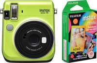 Fujifilm Instax Mini 70 - Instant Film Camera (Kiwi Green) and Instax Mini Rainbow Film Value Pack - 10 Images