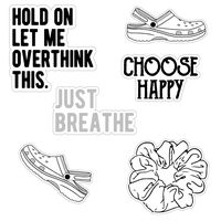 Cute Beach/Ocean Theme Vinyl Laptop and Water Bottle Decal Sticker Pack, Made in US (White)