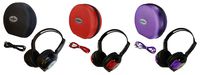 3 Pack Kid Sized Wireless Infrared Car DVD IR Automotive Colored Adjustable 2 Channel Headphones With Case and 3.5mm Auxiliary Cord. Note: Will Not Work on 2017+ GM's or Pacifica
