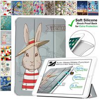 DuraSafe Cases for iPad PRO 9.7 Inch 2016 [ A1673 A1674 A1675 ] Printed Smart Cover with Transparent Back - Bunny Hat (Soft Silicone Back)