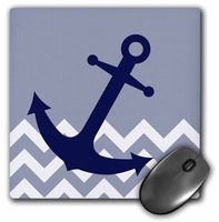 3dRose LLC 8 x 8 x 0.25 Inches Mouse Pad, White and Red Nautical Anchor Design (mp_165790_1)