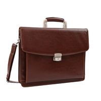 DEERLUX QI003305 Leather Briefcase, Mens Business Messenger Bag for Laptop Brown