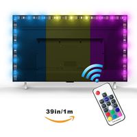 Exgreem Bias Lighting fo HDTV Neon Accent LED Strips Bias Backlight RGB Lights with Remote Control for HDTV, Flat Screen TV Accessories and Desktop PC, Multi Color (39 inches)
