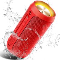 COOCHEER Wireless Speaker Bluetooth, COOCHEER 24W Bluetooth Portable Speaker with Party Light, IP67 Waterproof Portable Wireless Speakers for Outdoor, TWS, 20+Hour Playtime, Built-in mic,Dustproof-Red
