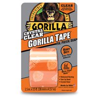 Gorilla Crystal Clear Duct Tape, 1.88" x 5 yd, Clear, (Pack of 1)