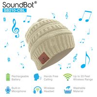 SoundBot¨ SB210 HD Stereo Bluetooth 4.1 Wireless Smart Beanie Headset Musical Knit Headphone Speaker Hat Speakerphone Cap,Built-in Mic (Cable/Ivory)