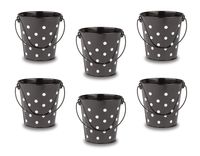 Teacher Created Resources Buckets Set, Set of 6, Black Polka Dots (TCR6059)