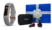Garmin vivosmart 4 (Gray/Rose Gold - Small/Medium) Beat Yesterday Gift Box Bundle | +PlayBetter USB Car/Wall Adapters & Protective Hard Case | Fitness Activity Tracker | Heart Rate