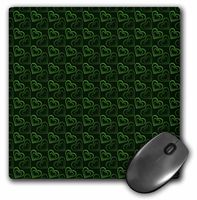 3dRose LLC 8 x 8 x 0.25 Inches Mouse Pad, Dark and Bright Green Double Hearts Pattern (mp_168539_1)