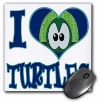 3dRose LLC 8 x 8 x 0.25 Inches Mouse Pad, I Heart Love Turtles Cartoon (mp_102156_1)