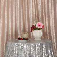 Eternal Beauty Light Champagne Sequin Wedding Backdrop Photography Background Party Curtain, 6Ft X 8Ft