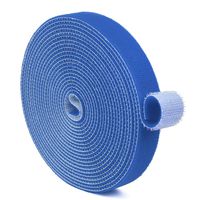 TNP Hook and Loop Tape Strap Cable Ties Fastener (Blue) (15 Feet) - Sticky Self Adhesive Nylon Fabric Roll Wrap 0.75" Wide 5 Yards Reusable for Cutting Custom Length Cord Wire Fastening