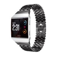 MoreToys Stainless Steel Sports Replacement Accessories Watch Bands Wristband Strap for Fitbit Ionic Smartwatch (Black)