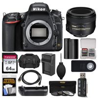 Nikon D750 Digital SLR Camera Body with 50mm f/1.4G AF-S Lens + 64GB Card + Case + Battery & Charger + Grip + 3 Filters + Kit