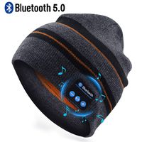 Puersit Bluetooth Beanie Wireless Headphone Hat Music Soft Hat with Stereo Speakers,Winter Knit Hat Wireless Mic Hands-Free for Men Women Sports Fitness Travel Birthday Festival Gift (Black Stripe)