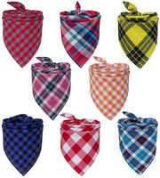 8 Pack Dog Bandanas & Dog Scarf, Triangle Pet Scarf Washable Reversible Plaid Printing Kerchief Neckerchief Handkerchief for Pet Dog Cat