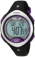 Timex Women's T5K723 Ironman Road Trainer Heart Rate Monitor Black/Silver-Tone/Purple Resin Strap Watch