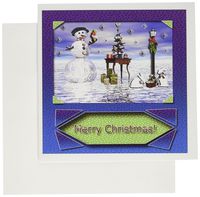 3dRose Snowman with Bunny Friends 3d Merry Christmas - Greeting Cards, 6 x 6 inches, set of 6 (gc_17485_1)