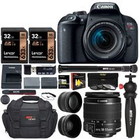 Canon EOS Rebel T7i Camera, EF-S 18-55 is STM Lens Kit, Sandisk 64GB, Ritz Gear Premium SLR Camera Bag, Filter Kit, Flash and Accessory Bundle