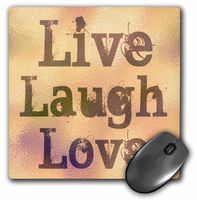 3dRose Stained Glass Peach Live, Laugh - Mouse Pad, 8 by 8 inches (mp_37954_1)