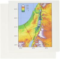 3dRose Image of Topographic Map of Israel, Greeting Cards, Set of 6 (gc_174012_1)