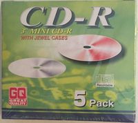 5 Pack 3" MINI CD-R with Jewel Cases Great Quality