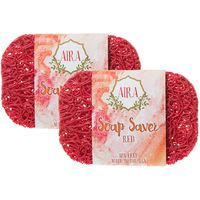 Aira Soap Saver - Soap Dish & Soap Holder Accessory - BPA Free Shower & Bath Soap Holder - Drains Water, Circulates Air, Extends Soap Life - Easy to Clean, Fits All Soap Dish Sets - Red Two Pack