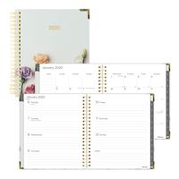 Blueline 2020 Romantic - Weekly/Monthly Planner, 2-Piece Cover, Laminated Monthly tabs, Storage Pocket, Gold Corners, 11 x 8.5 inches, Flowers Design (C36003.02-20)