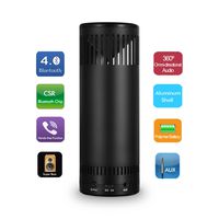 Portable Wireless Bluetooth Speaker for Computers & Smartphones - Bluetooth CSR 4.0 Technology with Built-in Speakerphone and Rechargeable Battery - Unique Design and Aluminum Shell (Black)