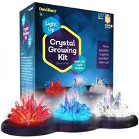 Light-up Crystal Growing Kit for Kids - Grow Your Own Crystals and Make Them Glow : Best Science Experiments Gifts for Kids, Boys & Girls - STEM Toys - Crystal Making Science Kits - (Red White Blue)