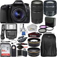 Canon EOS 80D DSLR Camera with EF-S 18-55mm IS STM & EF 75-300mm Lenses & 19PC Professional Bundle - Includes: SanDisk Ultra 64GB SDXC Memory Card + Digital Slave Flash + MORE - International Version