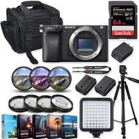 Sony Alpha a6000 Mirrorless Digital Camera (Body Only) Kit + Prime Video Accessory Bundle with 64GB Extreme Pro Memory - Black