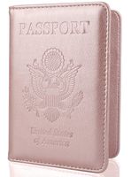 GDTK Leather Passport Holder Cover Case RFID Blocking Travel Wallet (Rose Gold)