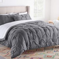 Linenspa All- Season Hypoallergenic - Plush Microfiber Fill - Machine Washable Alternative Comforter, Twin, Gray Pinch Pleat