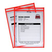 C-Line Neon Stitched Shop Ticket Holders, Orange, Both Sides Clear, 9 x 12 Inches, 15 per Box (43912)