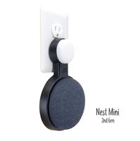 The Mini Genie for Google Nest Mini (2nd Gen) | Multi-Pack Disc. | Lowest Profile | No Ugly Bulk | Vertical or Horizontal | Outlet Wall Mount Hanger Stand (Black, 1-Pack)