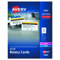 Avery 5385 Laser Rotary Cards, 2 1/6in. x 4in, Box of 400 Cards