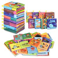 Baby Bath Books,Nontoxic Fabric Soft Baby Cloth Books,Early Education Toys,Waterproof Baby Books for Toddler, Infants Perfect Shower Toys,Kids Bath Toys Best Gift(Pack of 8)