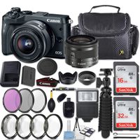 Canon EOS M6 24.2MP Mirrorless Camera (Black), EF-M 15-45mm f/3.5-6.3 is STM + 48GB Memory and Accessory Kit.
