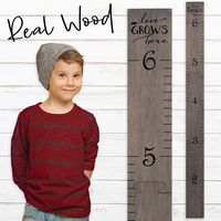 Wooden Ruler Growth Charts Ruler for Boys and Girls (Love Grows Gray)