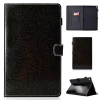 All-New Amazon Fire HD 10 Glitter Case, CASE4YOU PU Leather Flip Wallet Cover Stand Shell Shockproof Bumper with Wake Up/Sleep Holster for Amazon Kindle Fire HD 10 (10.1 Inch, 2017/2015) Black