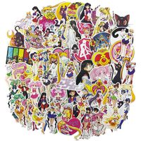 Sailor Moon Laptop Stickers 75Pcs Pack, Anime Water Bottle Travel Case Computer Wall Skateboard Motorcycle Phone Bicycle Luggage Guitar Bike Stickers Decal for Kids