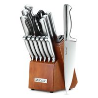 McCook MC29 Knife Sets,14 Pieces German High Carbon Stainless Steel Hollow Handle Self Sharpening Kitchen Knife Set with Hardwood Block