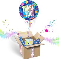THANK YOU INFLATED HELIUM BALLOON APPRECIATION GIFT PACKAGE | Includes Coordinating Customizable Greeting Card | Floats out of the Box and Plays a Happy Jingle When Opened