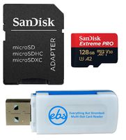 SanDisk 128GB Micro SDXC Extreme Pro Memory Card Bundle Works with DJI Osmo Action Camera (SDSQXCY-128G-GN6MA) Class 10, UHS-1, U3, 4K, Plus (1) Everything But Stromboli (TM) SD, MicroSD Card Reader