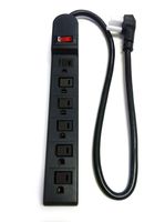 AVBcable LTS-6H 6 Outlet Basic Power Strip with 2' Cord and Right Angl